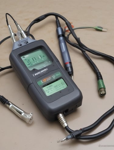 A Heineken Silver beer bottle stands on a wooden surface next to a digital thermometer. The thermometer displays several temperature readings. The background is a soft blue color, enhancing the refreshing theme.