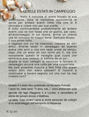 Una spiaggia a granelli fa da sfondo alla sinossi e riassunto dei libri pubblicati