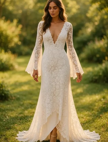 robe de mariée bohème chic fluide décolleté
