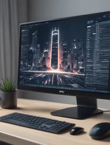 un écran de moniteur d'ordinateur avec un clavier et une souris d'ordinateur