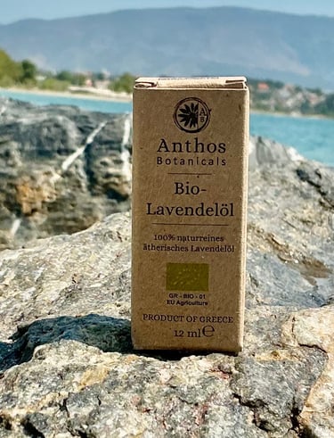a box of lavender essential oil
