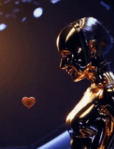 A woman with a robotic body recieves love in a tangible form after an onstage theater performance.