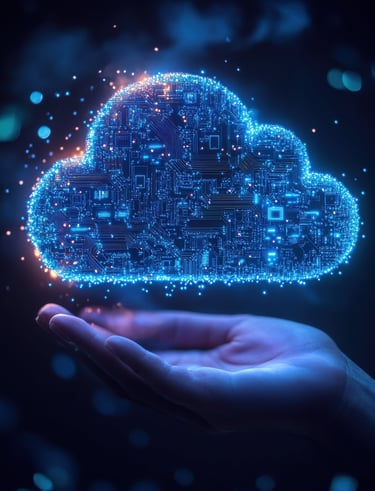 Cloud image floating over person's hand