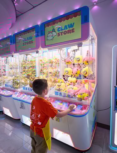 Young Boy playing claw machines