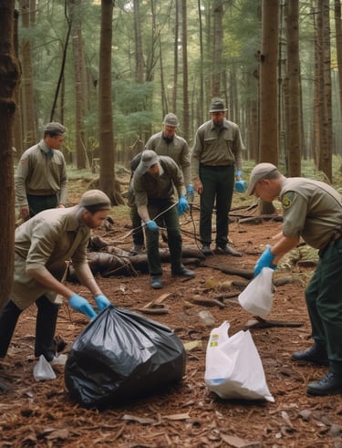 A close-up of a volunteer educating children about nature conservation in an outdoor setting.