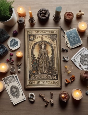 An assortment of colorful crystals arranged in a circle on a dark surface.