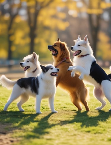 Happy dog running freely in a freshly cleaned yard.