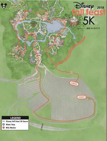 2018 runDisney Wine and Dine Half Marathon Weekend Fall Feast 5K Course Map
