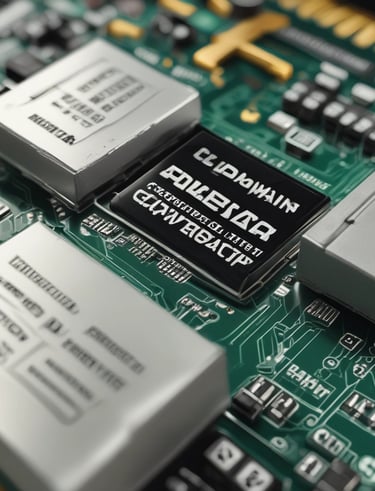 A diverse team of engineers collaborating over a digital blueprint of battery technology.