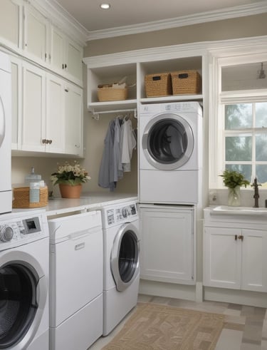 A neat stack of freshly folded laundry with pm express branding visible.