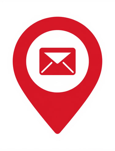 Wooden blocks with contact icons: envelope, phone, location.
