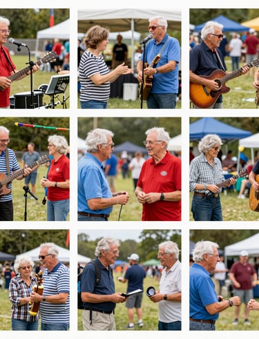 Colorful photo collage showcasing past Whitewind events full of music, games, a