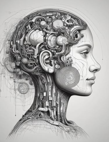 Abstract visualization of interconnected AI narratives flowing gently like a calm river.