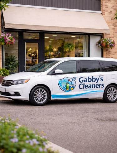 Gabby’s Cleaners service vehicle for residential and commercial cleaning in VA, MD and Washington DC