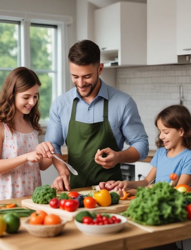Minimalist kitchen countertop with a bottle of olive oil, fresh bread, and herbs.