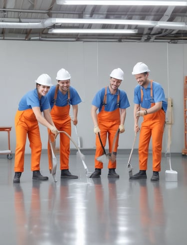 Team members discussing waterproofing plans at a construction site in Gwalior.
