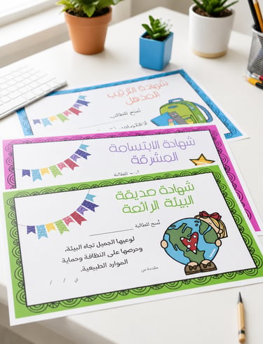 Arabic student achievement certificates printable freebie awards for classrooms