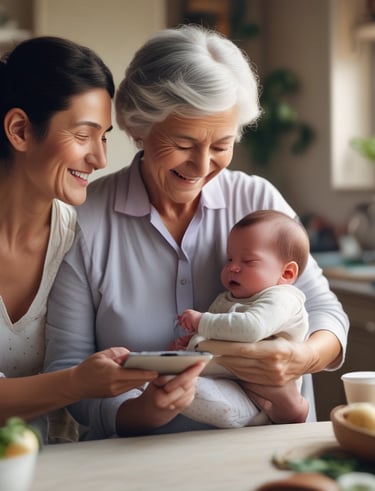Close-up of a smartphone screen showing a supportive chat conversation about baby care.