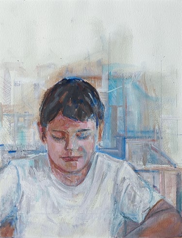 Retrato de Martí, óleo sobre papel Arches del artista Argi Girón. Portrait, oil, Arches, painter art