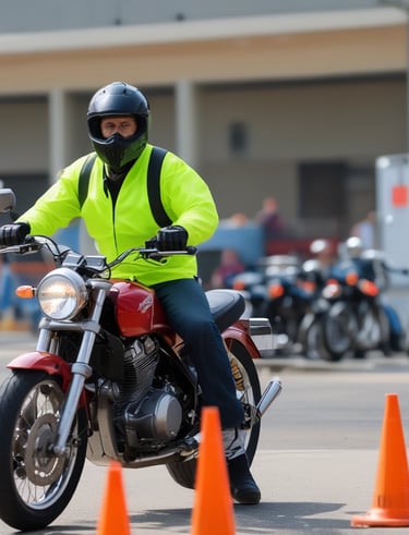 A group of diverse riders participating in a 'Sharing the Road' awareness session with attentive drivers.
