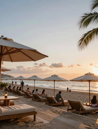 Elegant champagne glasses sparkling on a sunlit terrace overlooking the sea.