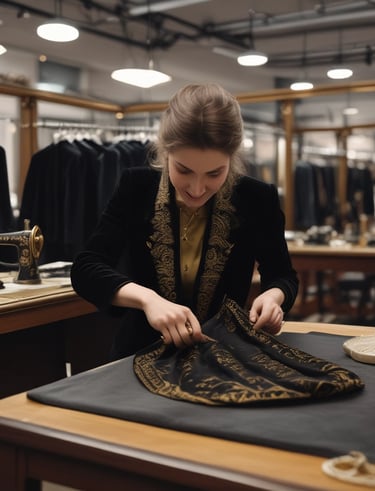 Close-up of sophisticated Holland & Sherry fabric with intricate weave patterns.