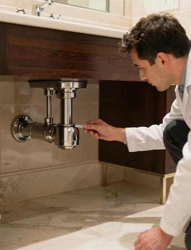 Inspector using tools to check the electrical system inside a modern Tennessee house.