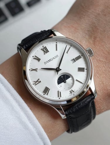 A clean, modern clock with subtle reflections symbolizing time’s value.