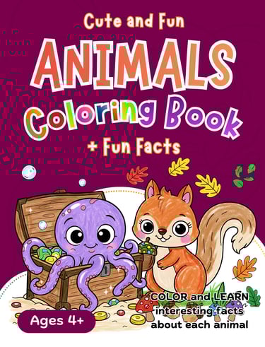 Cute and Fun Animals Coloring Book with Fun Facts