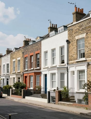 A clean, modern South London street with a variety of homes, reflecting diverse property conditions.