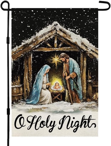 Outdoor Nativity yard flag