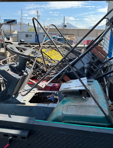 Metal junk in a trailer