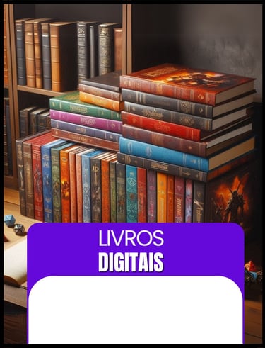 Livros Digitais (Estante com diversos livros)