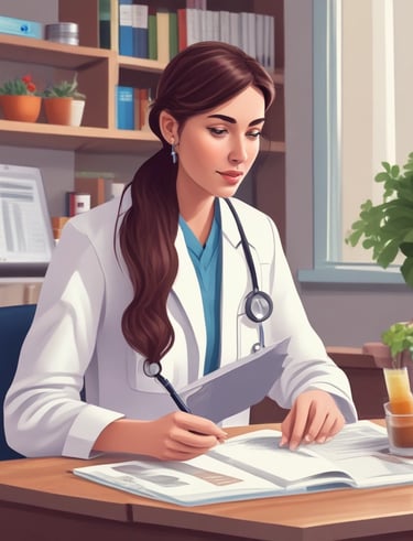 A neatly arranged assortment of healthy foods sits on a green background, including a clear water bottle, a bowl of dark green powder, leafy celery and lettuce, a banana, sliced kiwi, and a green apple.