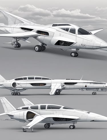 A compact drone with four propellers hovers in mid-air, framed against a blurred natural background with greenery. The drone's design appears sleek and modern, equipped with a camera and lights on its arms.