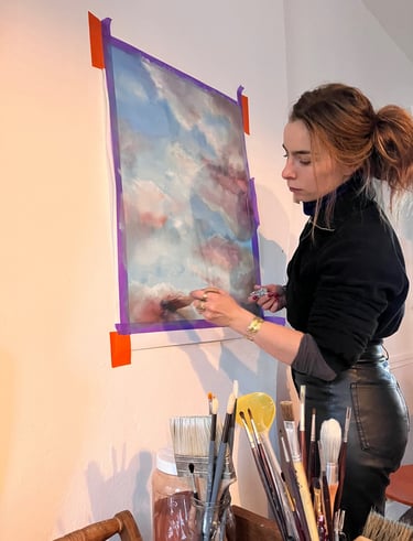 Faux ciel ème réalisé à la peinture à l'huile