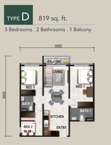 Verte Medini Residence Type D Layout