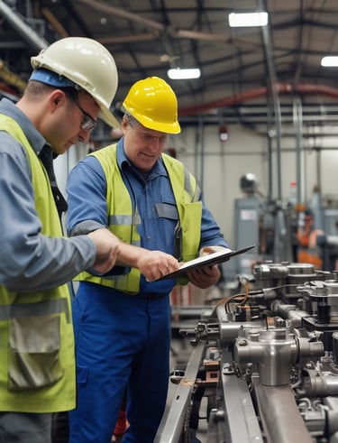 A high-tech industrial site showcasing advanced machinery and inspection techniques.