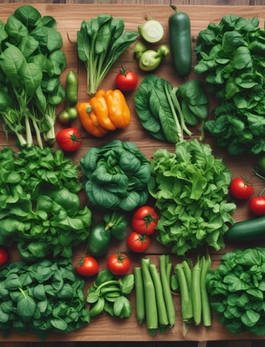 Assortment of fresh vegetables and fruits at a market.