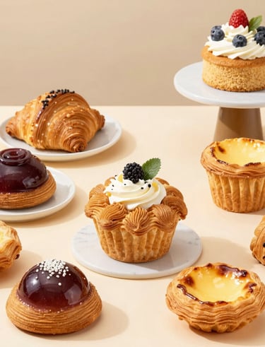 Inviting brunch spread with artisanal pastries and fresh coffee on a minimalist table.