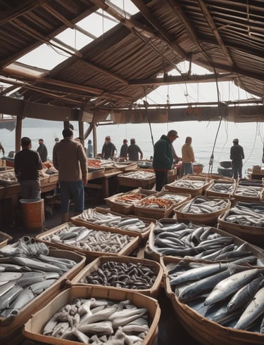 Bright and inviting seafood store interior with natural wood accents.