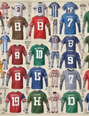 A group of football fans sharing stories and admiring jerseys together.