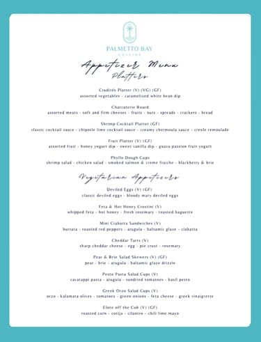 Sample Summer Appetizer Menu
