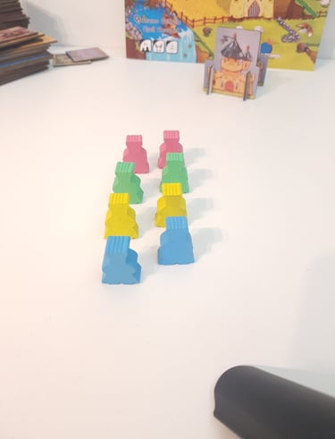 a group of meeples on a table