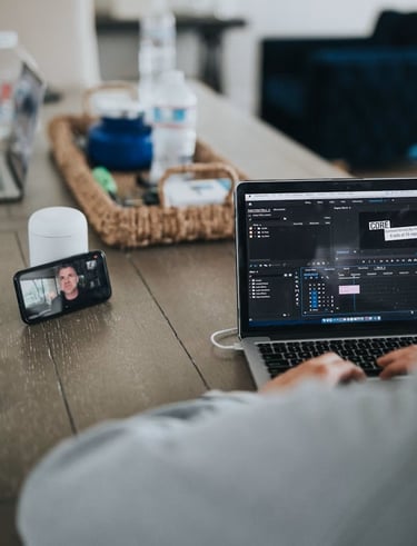 laptop and digital media tools on creative desk