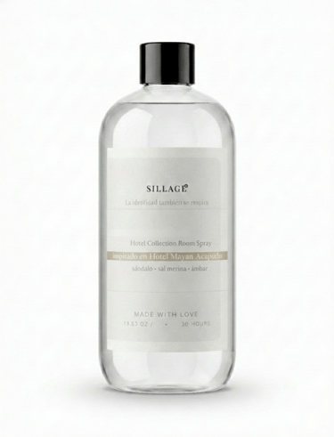 Frasco de spray ambiental Sillage Hotel Collection, inspirado en el Acapulco maya con notas de sánda