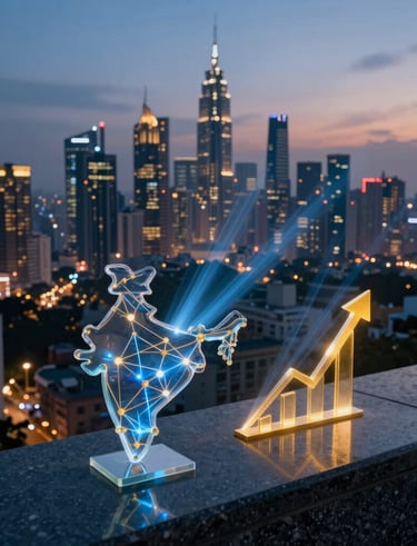 A modern city skyline at dusk symbolizing digital transformation and growth.