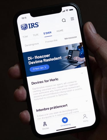 A smartphone displaying the Madrigal tax services website interface.