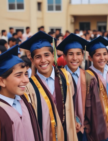 Students celebrating after completing a course.