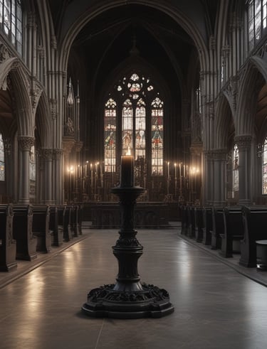 A tranquil space featuring lit candles, enhancing the ambiance.